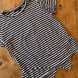 All Saints Black and White Striped Bodysuit